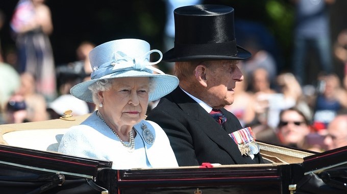 The Queen, Elizabeth II and Philip, The Duke of Edinburgh leave Buckinham Palace during the Trooping of the Color Queen's 91st birthday parade on Horse Guards Parade, in central London, Britain, 17 June. EFE
