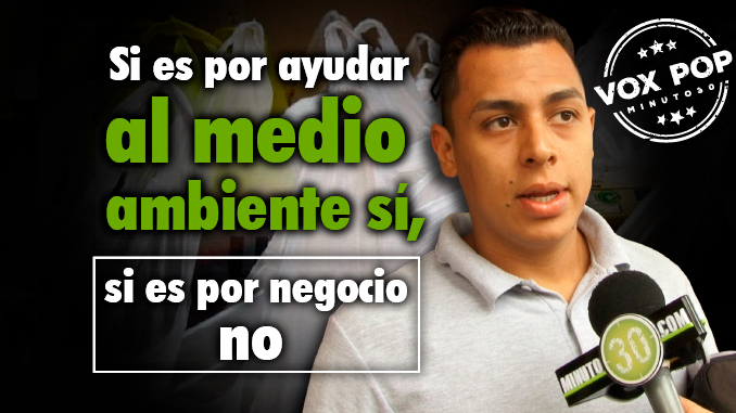 Ciudadanos reaccionan ante anuncio de cobrar las bolsas plásticas. Foto/Minuto30