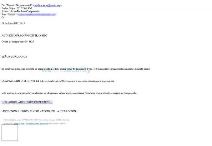 correo fotomulta falsa amenaza cibernetica