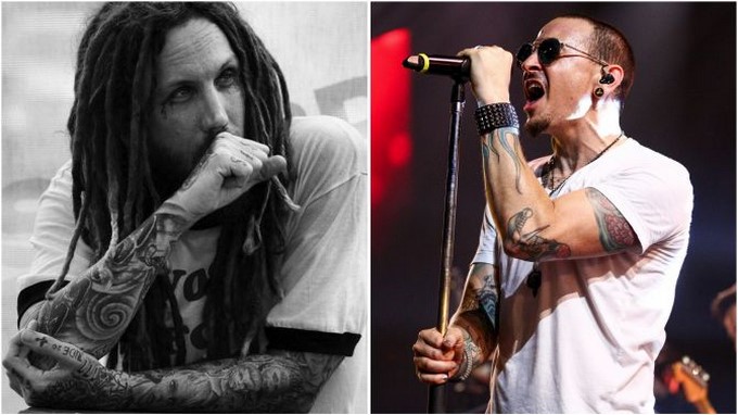 Brian Welch más conocido como "Head" de Korn y el fallecido cantante Chester Bennington de Linkin Park/ Tomada de Music Feeds