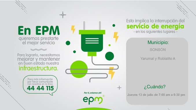 Interrupción energía Sonsón