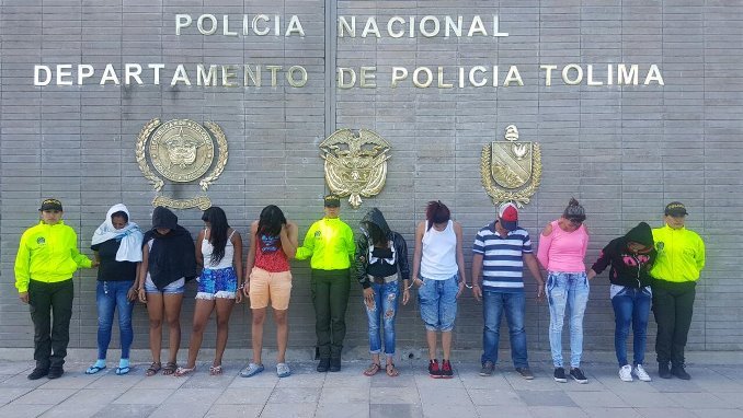 Aseguran a varios miembros de la banda 'las Candilejas', dedicada al tráfico de estupefacientes en el Tolima