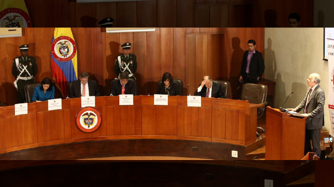 El ministro de Justicia, Enrique Gil Botero, interviene en Audiencia Pública de Revisión Constitucionalidad Acto Legislativo 01 de 2017 que crea la JEP