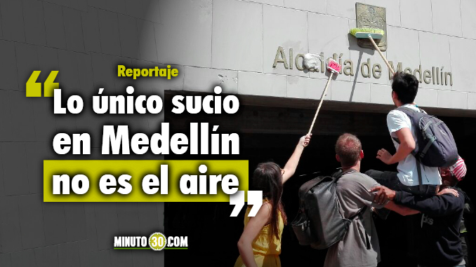 VIDEO: Con una ‘limpieza’ ciudadanos protestaron contra la Alcaldía de Medellín