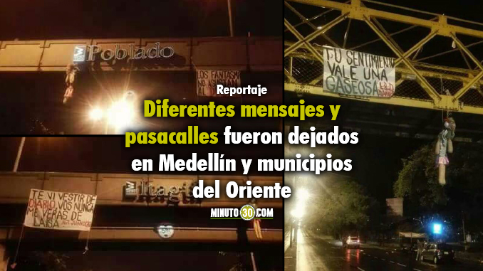 Fotos tomadas de redes sociales de letreros instalados la noche anterior.