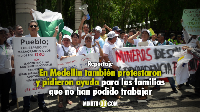 Mineros protestaron en Plaza de las Luces. Foto/Minuto30