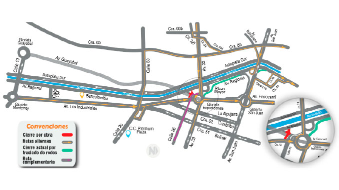 ¡Pilas! Por obras habrá modificaciones en accesos adyacentes a la glorieta de Exposiciones
