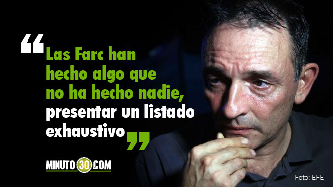 Según Enrique Santiago, las Farc presentaron un "listado exhaustivo" de bienes