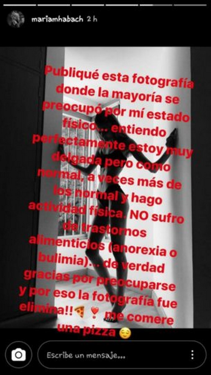 Captura de pantalla tomada de Instagram: @mariamhabach