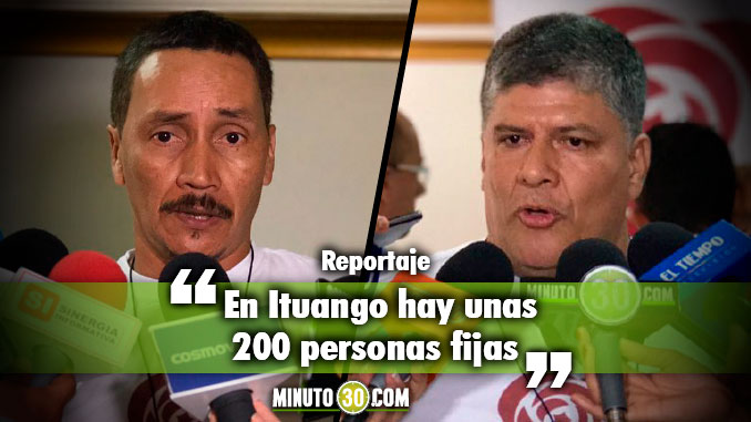 Manuel Antonio González Benítez - Representante zona de Capacitación Ituango y Olmedo Ruíz - Vocero Partido Político FARC. Foto/Minuto30