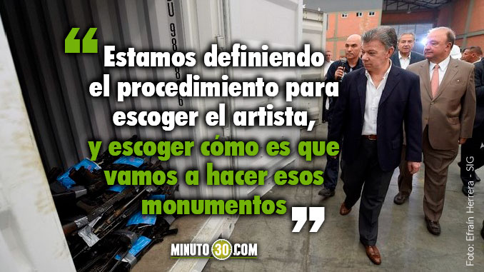 Armas utilizadas para causar destrucción y muerte ahora serán monumentos a la paz: Santos - FOTOS