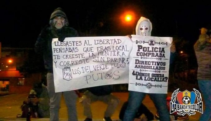 FOTOS: Con estos mensajes recibieron a los hinchas de Nacional en Pasto 3 hinchas pasto