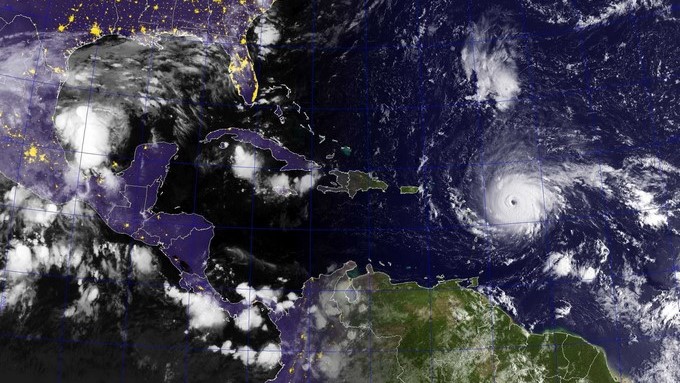 Fotografía tomada desde el espacio tomada por el satélite GOES-East que muestra el huracán Irma sobre el Océano Atlántico. EFE/Us Navy