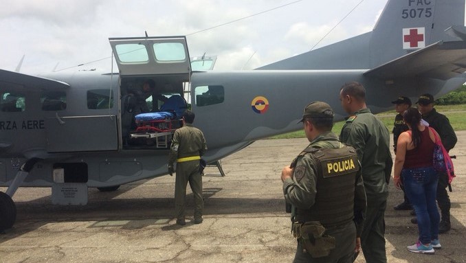 Trasladan a patrullero que resultó herido por un artefacto explosivo en Caucasia