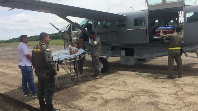 Trasladan a patrullero que resultó herido por un artefacto explosivo en Caucasia