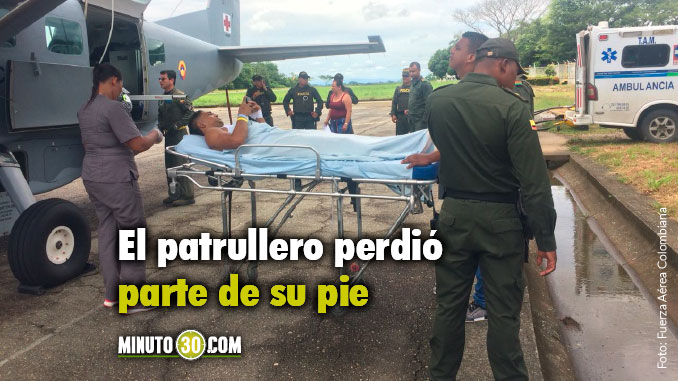 Trasladan a patrullero que resultó herido por un artefacto explosivo en Caucasia