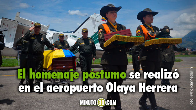 Con honores fue despedido en Medellín el patrullero Carlos Alfredo Lara, asesinado en el Cauca