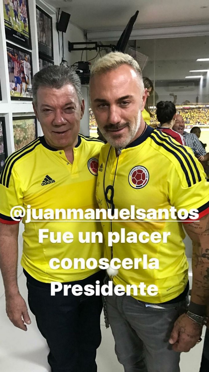 El presidente de Colombia Juan Manuel Santos y el Dj italiano Gianluca Vacchi/ Tomada de Instagram: @gianlucavacchi