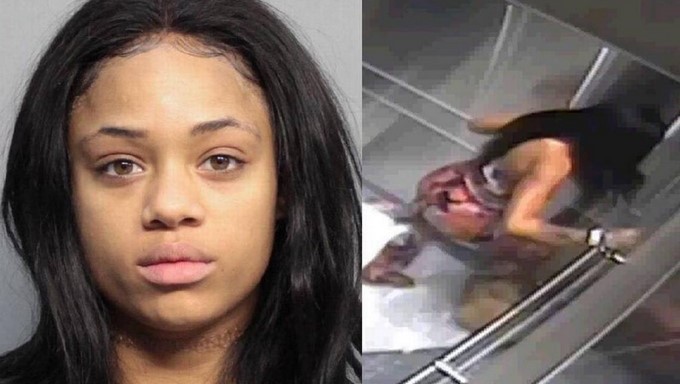 Keevonna Wilson en su fotografía de arresto (izq.) y en un video de vigilancia (der.) Policía de Aventura/ Tomada de El Nuevo Herald