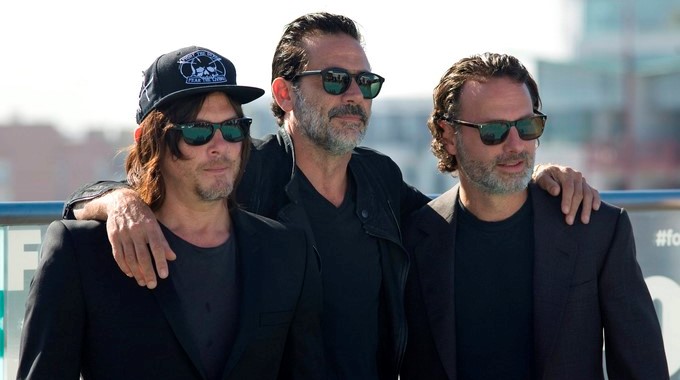 Los actores de la serie "The Walking Dead" Norman Reedus, Jeffrey Dean Morgan y Andrew Lincoln. EFE/Archivo