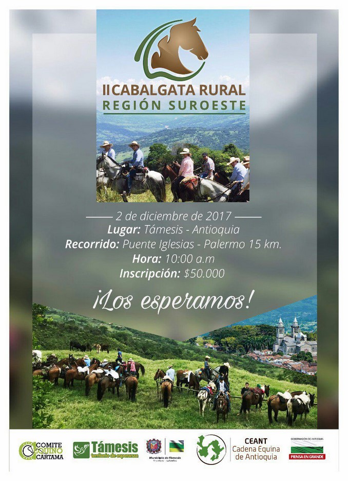 Este sábado se realizará la II Cabalgata Rural en municipios del Suroeste antioqueño