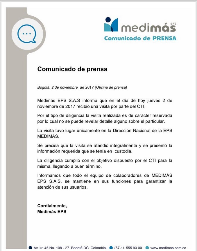 comunicado Medimás