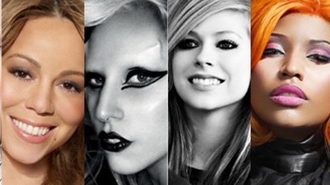 Mariah Carey, Lady Gaga, Avril Lavigne y Nicki Minaj/ Tomada de weheartit.com