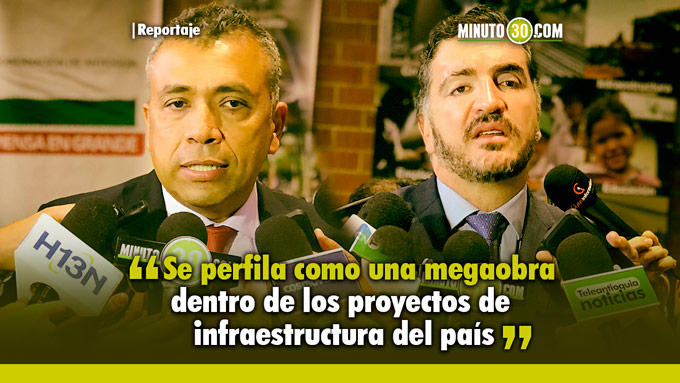 Mauricio Tobón Franco - Gerente de Instituto para el Desarrollo de Antioquia ,Ricardo López - Gerente Concesión Vías del Nus. Foto/Minuto30
