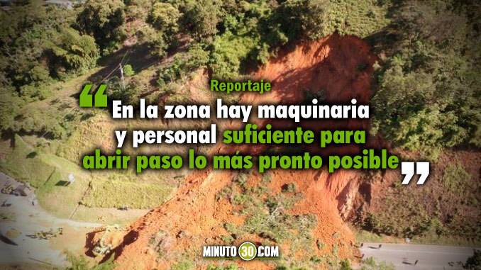 Derrumbe vía al Occidente. Foto/Gobernación de Antioquia