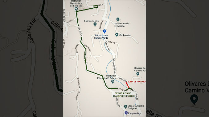 Habrá nuevo cierre total de tramo de la vía en El Salado por obras en Mirador de La Ayurá