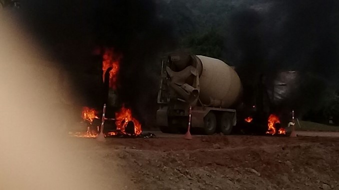 Así quedaron las máquinas del proyecto Conexión Norte que fueron incineradas en Zaragoza