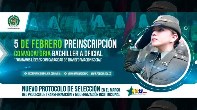 La Regional de Incorporación No 6 de la Policía tiene abierta la convocatoria Bachiller a Oficial