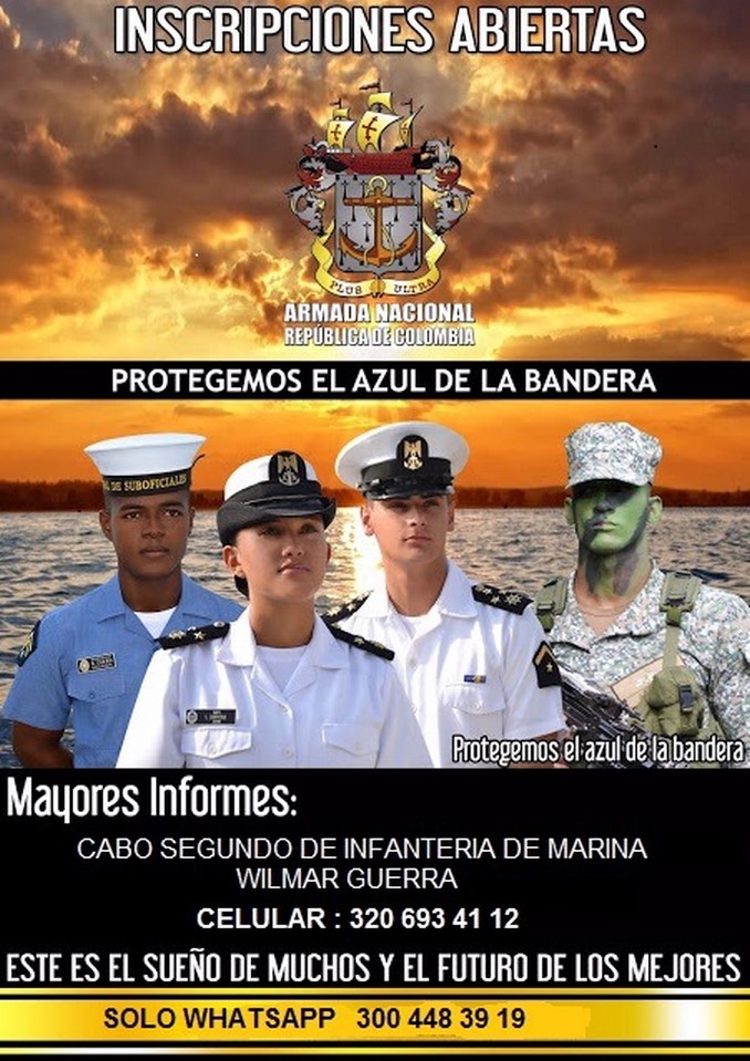 Jóvenes antioqueños, están abiertas las inscripciones para pertenecer a la Armada Nacional