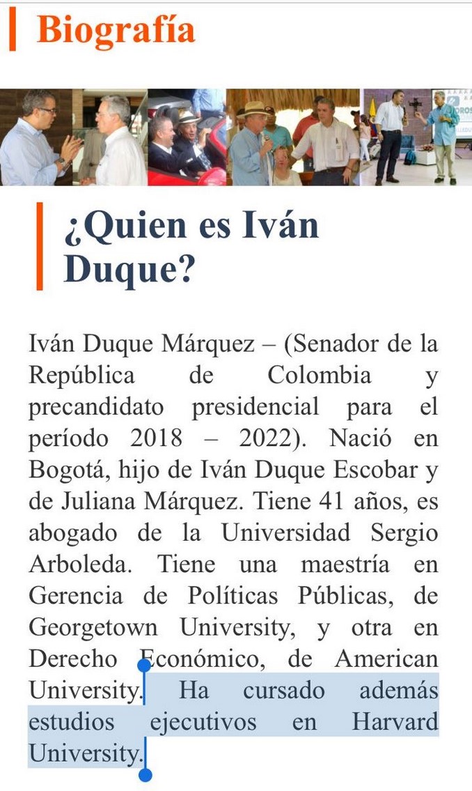 Por polémica por estudios en Harvard fue modificada la hoja de vida de Iván Duque