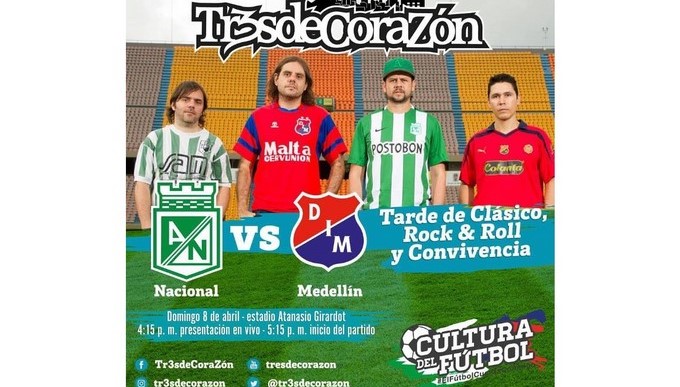 Tr3s de Corazón se tomará el Atanasio Girardot antes del clásico el próximo domingo