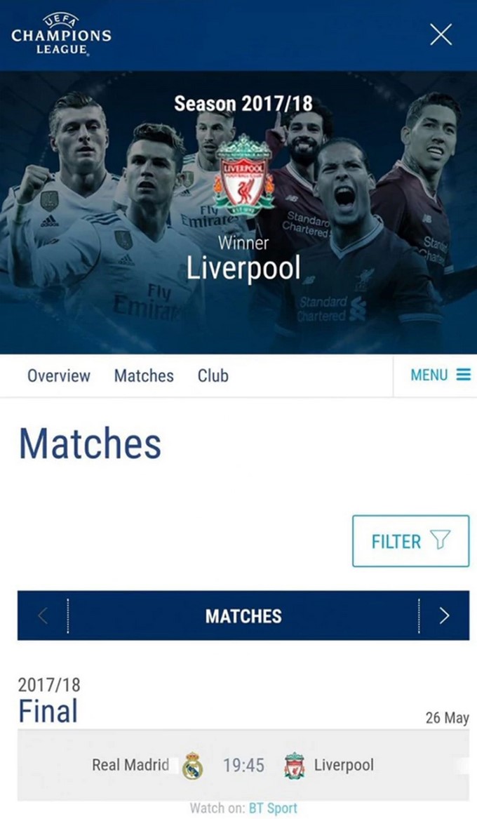 Foto: La UEFA cometió un gravísimo error en su página web anunciando al campeón de la Liga de Campeones 3 liverpool campeon uefa