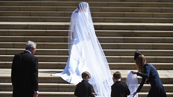 Meghan Markle arrives at St George's Chapel in Windsor Castle for her royal wedding ceremony to Britain's Prince Harry, in Windsor, Britain, 19 May 2018, EFE