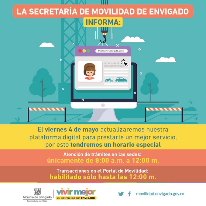 Secretaría de Movilidad de Envigado atenderá este viernes solo hasta el mediodía