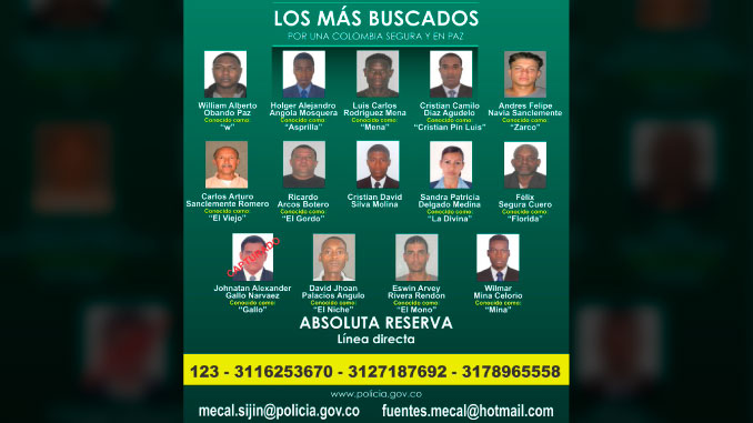 Policía publicó el afiche de los 14 más buscados en Cali. Uno ya fue capturado