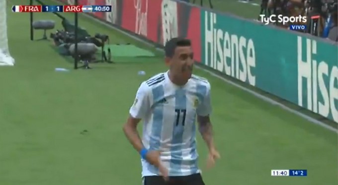 Vídeos. ¡Pedazo de gol! Di María pone el empate ante Francia