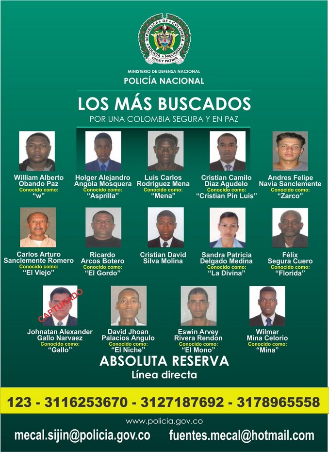 Policía publicó el afiche de los 14 más buscados en Cali. Uno ya fue capturado