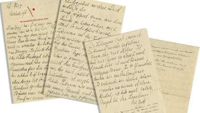 Fotografía cedida de las cuatro páginas de una carta escrita por Albert Einstein el mismo día en que el físico de origen judío renunció a su ciudadanía alemana, que serán subastadas en Los Ángeles (California) esta semana, informó hoy en un comunicado la casa Nate D. Sanders. EFE/Nate D. Sanders Auctions