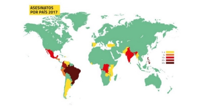 El año más sangriento para activistas medioambientales fue el 2017