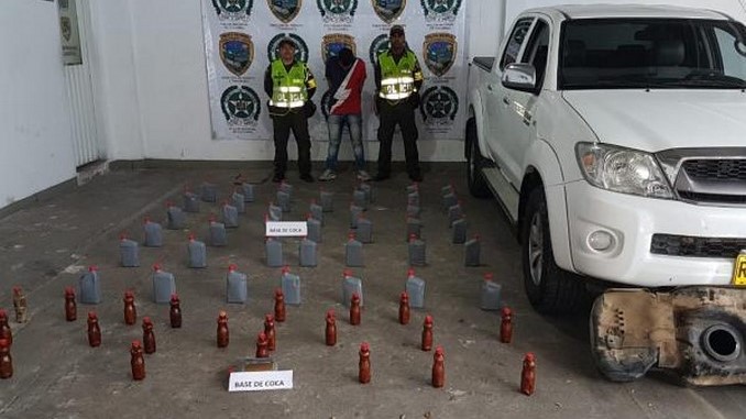 Camuflados en tanques de combustible, así pretendían transportar 128 kilos de base de coca en el Valle
