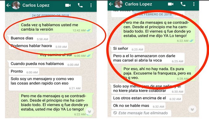 Uribe y Prada revelaron los chats con los que buscan demostrar su inocencia ante la Corte Suprema