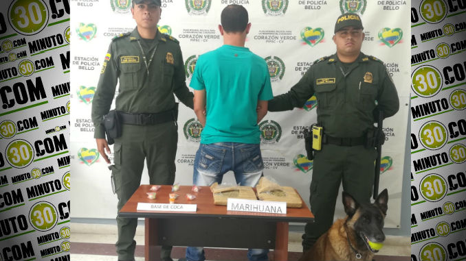 Unidad canina le pilló estupefacientes en la autopista Medellín - Bogotá 1 Capturado_Bello