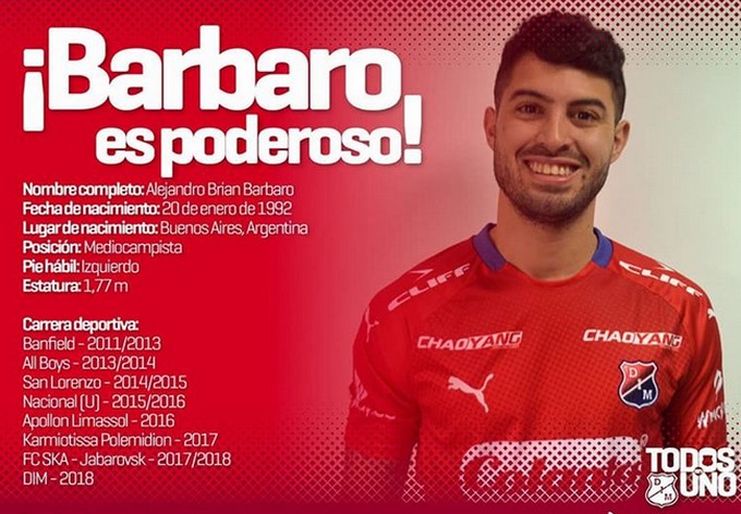 Medellín presentó a su última incorporación del semestre 4 alejandro barbaro dos Copiar