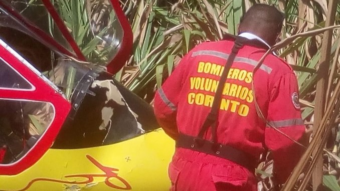 En zona rural de Corinto, Cauca, se accidentó una avioneta que realizaba labores de riego