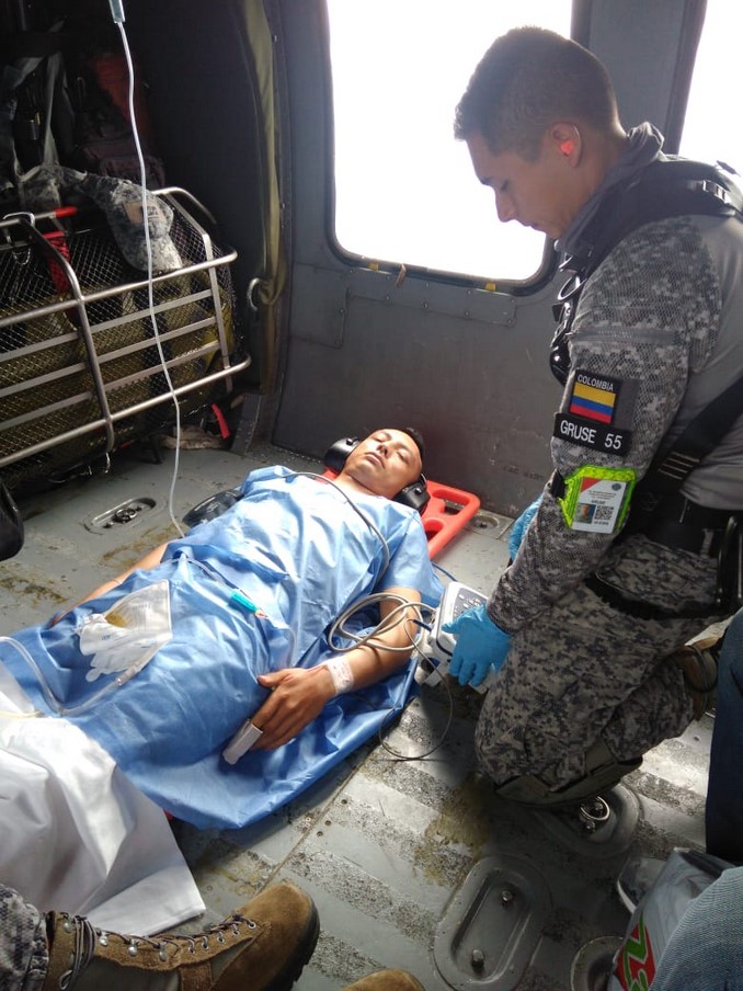 Trasladaron desde El Bagre a un patrullero que resultó herido con arma de fuego