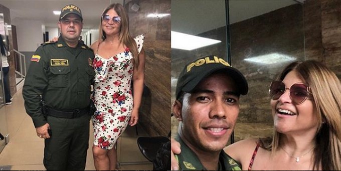 Diva Jessurum y oficiales de policía en barranquilla/ Tomada de Instagram: @divajessurum